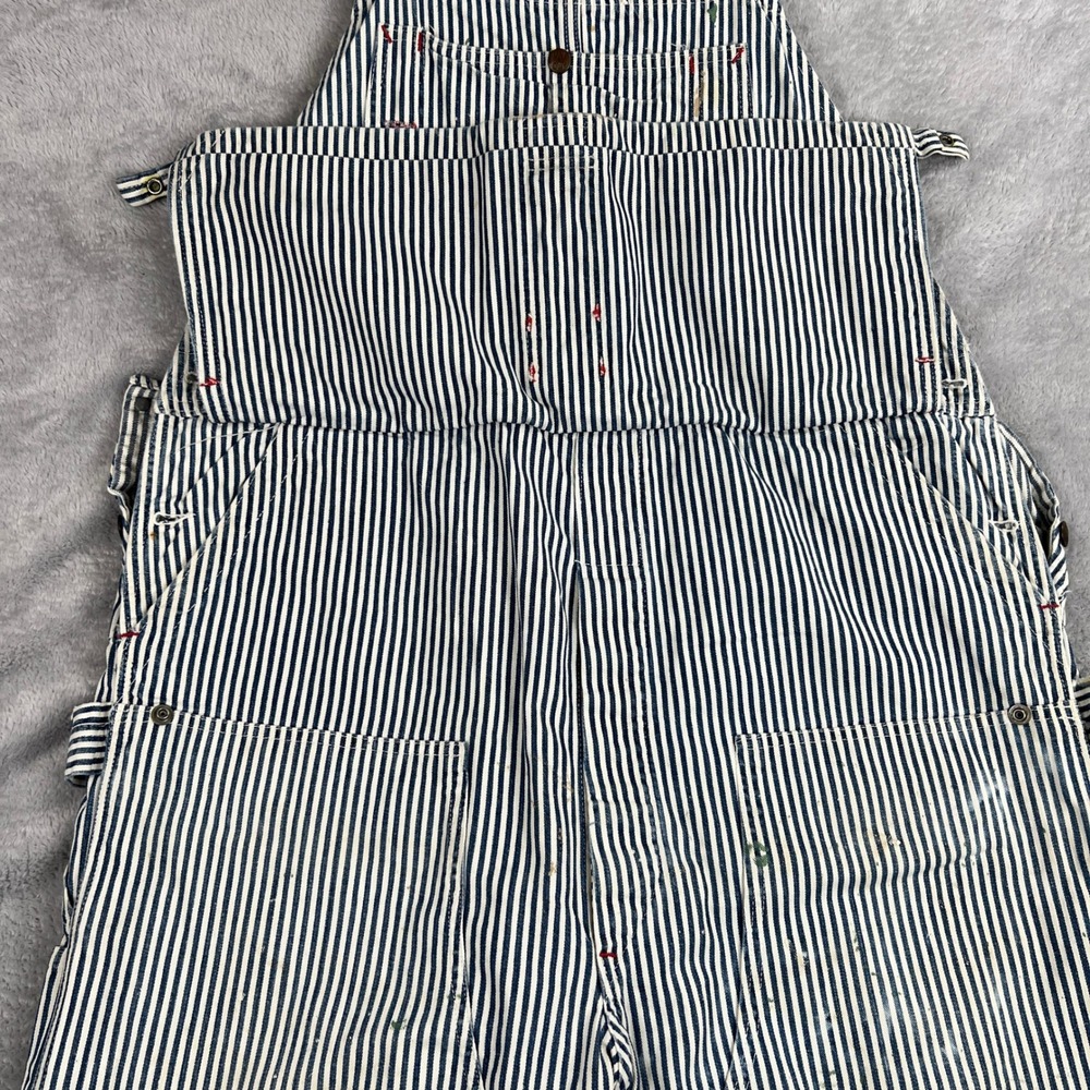 Vintage Penneys Pay Day Hickory Stripe Bib Overalls Sanforized Union Made XL 50s - Picture 15 of 16